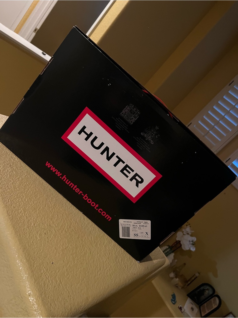 Hunter Tall Black Gloss Rain Boots with Signature Logo - Picture 3 of 13